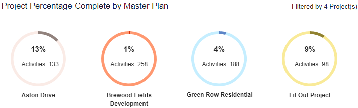 The Project Percentage Complete by Master Plan widget