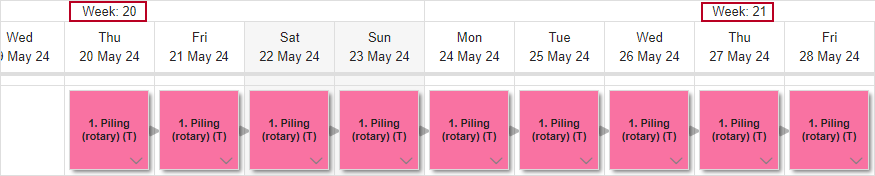 Week numbering, highlighted at the top of the whiteboard