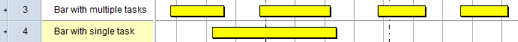 A bar with multiple tasks and a bar with a single task