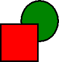 A square in front of a circle
