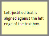 Left-justified text is aligned against the left edge of the text box