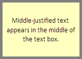 Middle-justified text appears in the middle of the text box