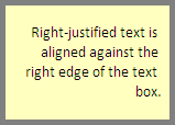 Right-justified text is aligned against the right edge of the text box