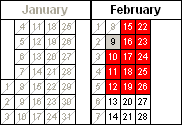 Past dates greyed-out in calendar cells