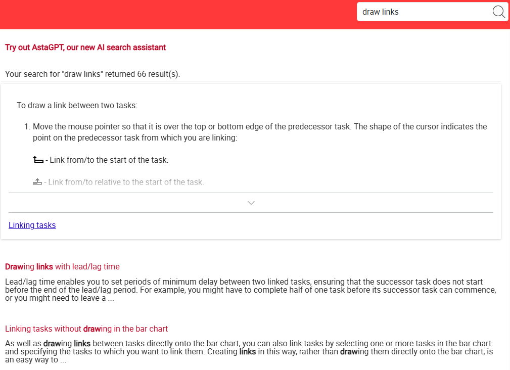 A list of suggested topics following a search query