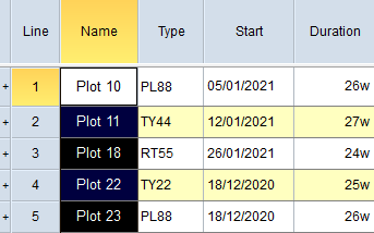 A single cell - line 1 of the Name column - has been copied, and the following cells have been selected for pasting the data into