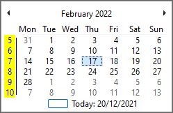 Week numbering in date picker controls