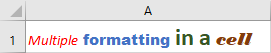 A cell in Microsoft Excel with more than one type of formatting applied to the text