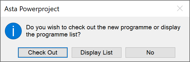 A prompt with three buttons: 'Check Out', 'Display List' and 'No'
