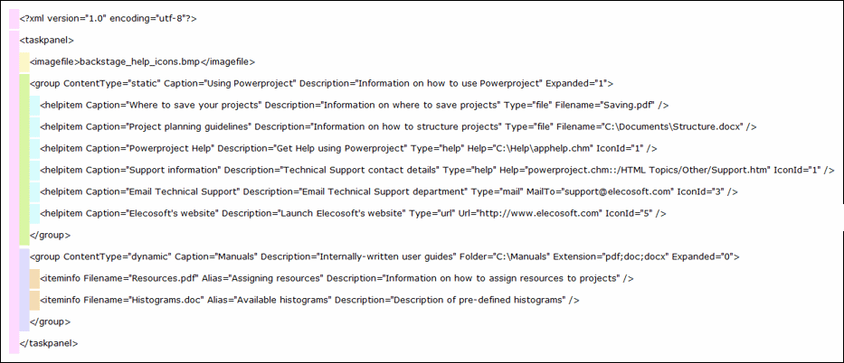 Illustration of a sample ribbon_help.xml