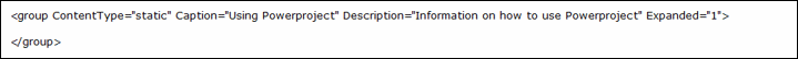 An example "static" group element (without any subordinate helpitem elements)