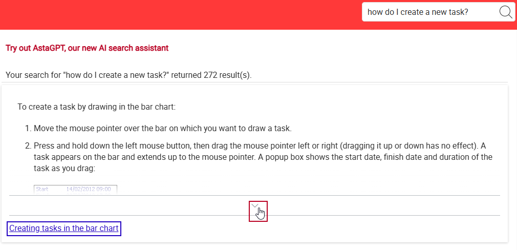 The downwards-pointing arrow, highlighted
