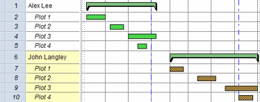 An RBS view containing the allocations of two resources