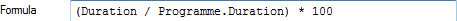 (Duration / Programme.Duration) * 100