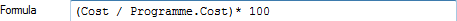(Cost / Programme.Cost)* 100