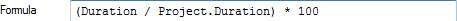 (Duration / Project.Duration) * 100