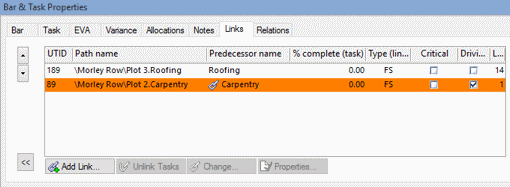 A link highlighted in the grids
