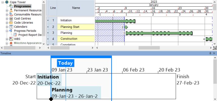 The scroll area shows that the active view covers the month of January