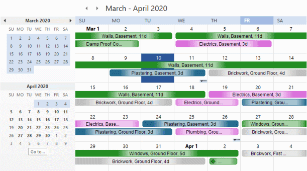 An example calendar view
