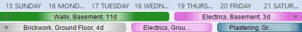 Three fields - Name, Parent name and Duration - displayed on each task in the calendar view