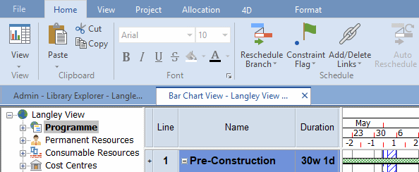 Tabs displayed above the views