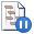 A document with a pause symbol in a blue circle