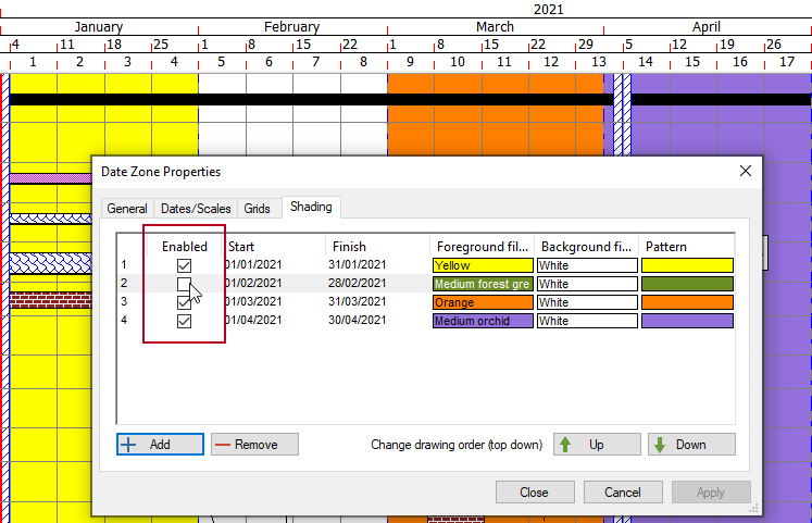 The new 'Enabled' check box on the Shading tab of the Date Zone Properties dialog