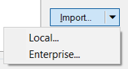 The drop-down arrow to the right of the Import button on the Baseline/What If Manager dialog
