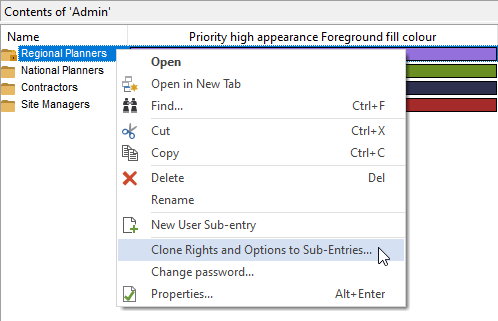 The Clone Rights and Options to Sub-Entries menu command