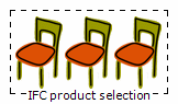 Three chairs grouped in an IFC product selection