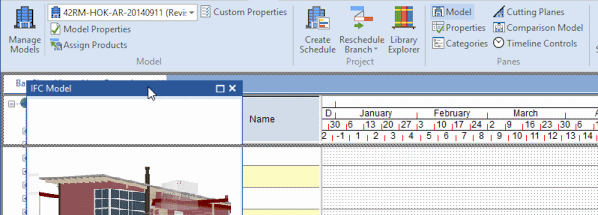 The IFC Model pane being dragged to a different location