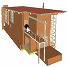 A 3D model with a dot indicating the point at which the model will zoom in