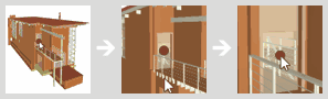 A 3D model zooming into the point at which you clicked