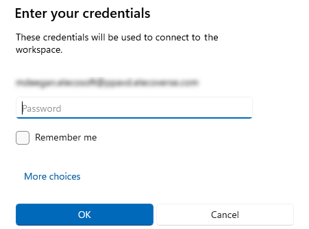 The Enter your credentials prompt