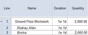 "2,000.00" entered in the Quantity column in the Bricks row