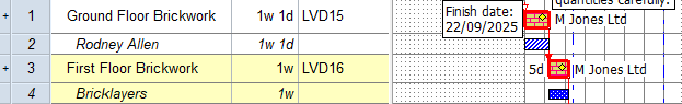 The Bricklayers demand allocation is replaced with a scheduled allocation of Rodney Allen