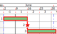 A thick grey vertical line indicates the project start date