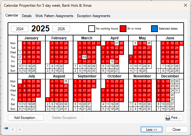 The Calendar tab of the Calendar Properties dialog
