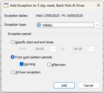 The Add Exception dialog
