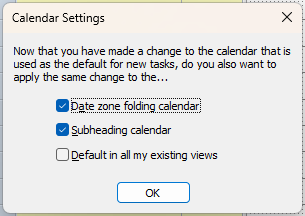 The Calendar Settings dialog