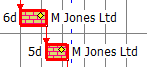 Two tasks overlaid with a small yellow diamond shape