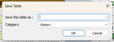 The Save Table dialog