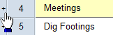 Clicking the + symbol in the left-most column of the spreadsheet