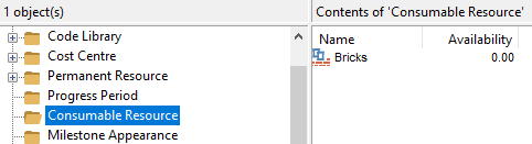 The Consumable Resource folder in Library Explorer