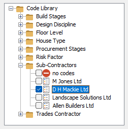 A Suib-Contractors code selected