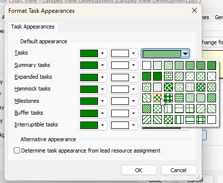 The Tasks pattern selector