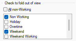 A list of the project's exception types in the Check to fold out of view group