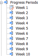 Progress Periods in the project view