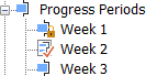 A padlock symbol against the Week 1 progress period