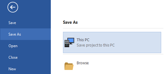 The Save As tab of the Backstage view